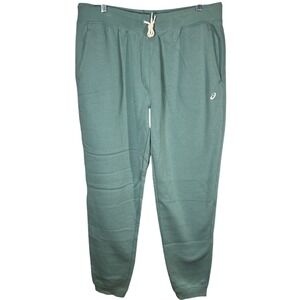 Asics XL Sweatpants Womens‎ Green Joggers Drawstring Pockets Casual Lounge NWOT